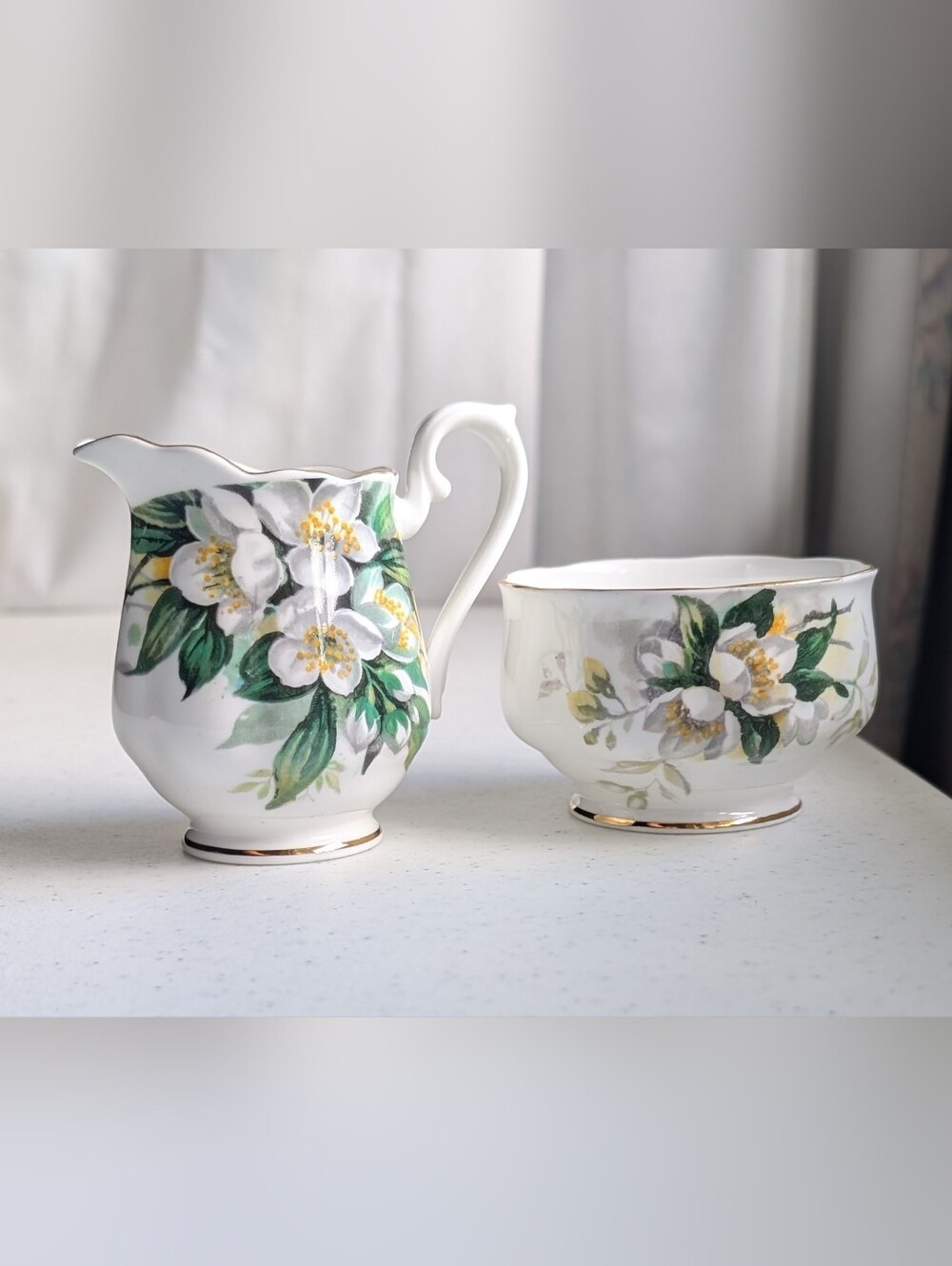 Royal Albert White Bone China Creamer And Sugar Dish Orange Blossom